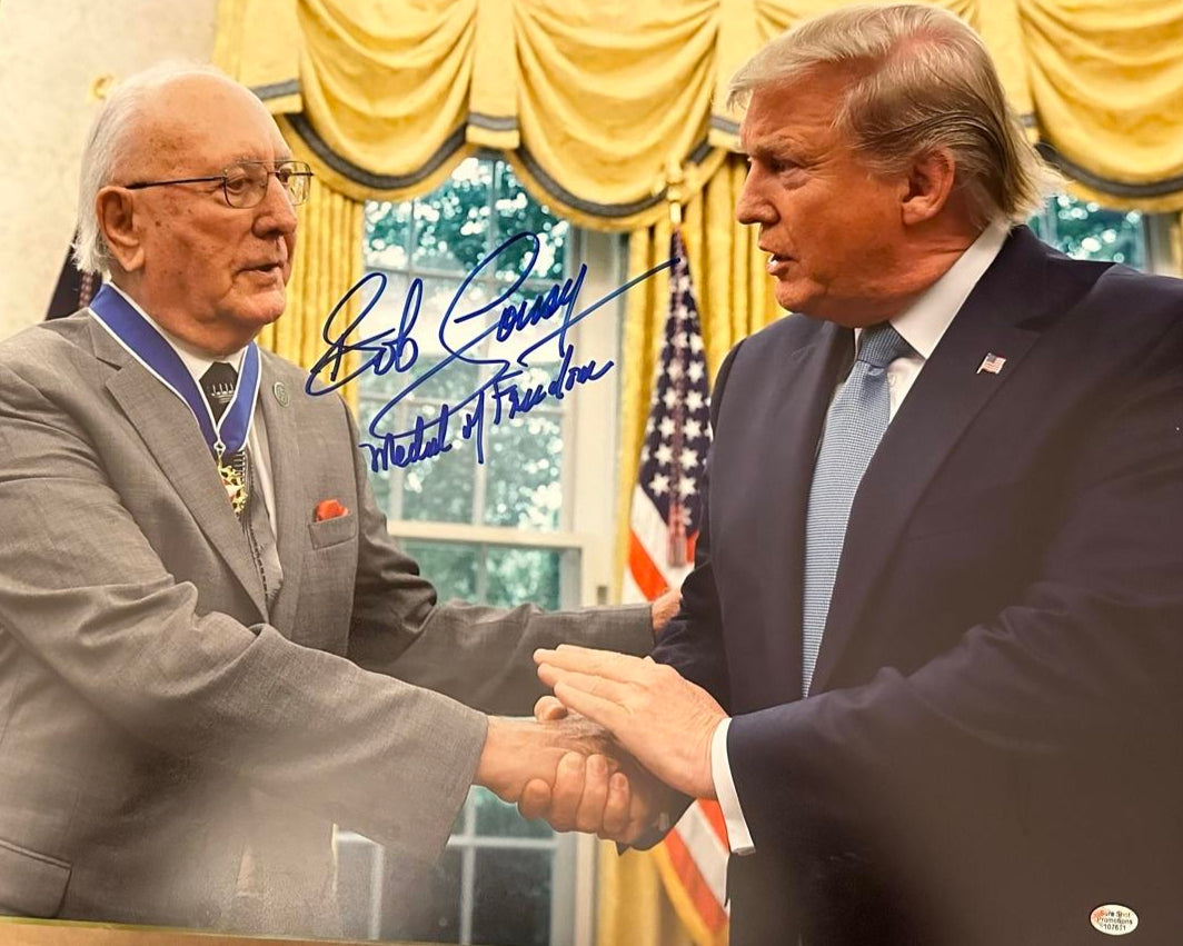 Bob Cousy Signed 16x20 Photo with President Trump- SureShot COA